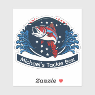 Sticker Personalize fishing gear with this patriotic bass 