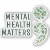 Sticker Personalized Boho Mental Health Semicolon Greenery (Devant)