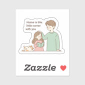 Sticker Personalized Couple and Pet Family Gifts (Feuille)