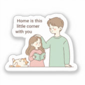 Sticker Personalized Couple and Pet Family Gifts (Recto)