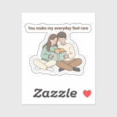Sticker Personalized Couple and Pet Family Gifts (Feuille)