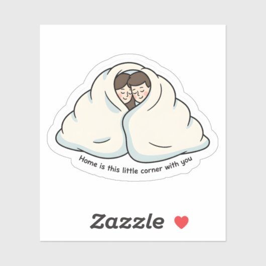 Sticker Personalized Couple & Cat Cozy Collection  (Feuille)