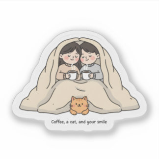 Sticker Personalized Couple & Cat Lovers Cozy Collection 