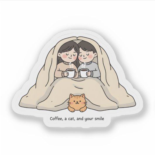 Sticker Personalized Couple & Cat Lovers Cozy Collection  (Devant)
