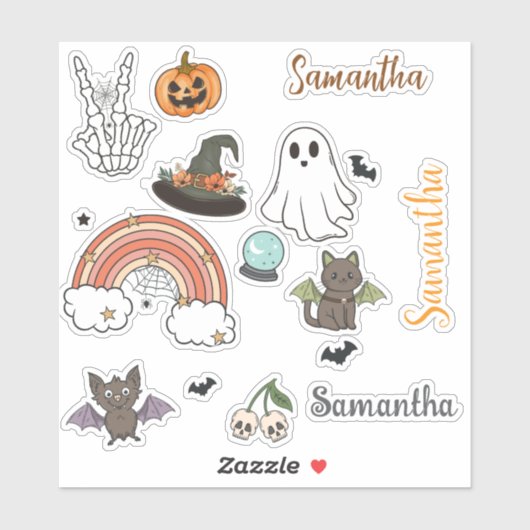 Sticker Personalized Groovy Halloween Fun Set  (Feuille)