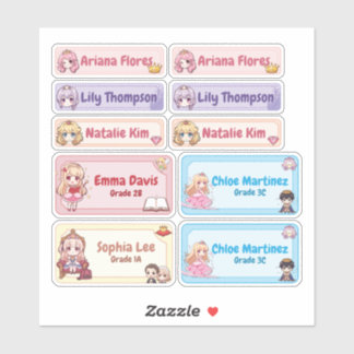 Sticker Personalized Princess Name Labels – Pastel Kawaii