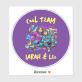 Sticker Personalized Skater Mom and Son Graffiti Art Round (Feuille)