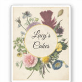 Sticker Personalized Vintage Floral Botanical Vinyl (Recto)
