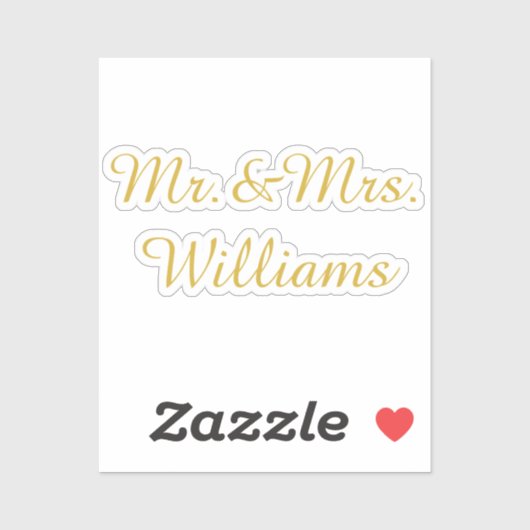 Sticker Personalized Vinyl Custom Wedding Sign Gold Name (Feuille)