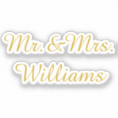 Sticker Personalized Vinyl Custom Wedding Sign Gold Name (Recto)