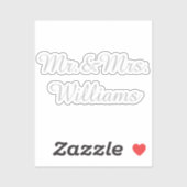 Sticker Personalized Vinyl Custom Wedding Sign Silver Name (Feuille)