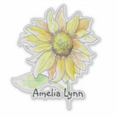 Sticker Personalized Watercolor Sunflower (Devant)