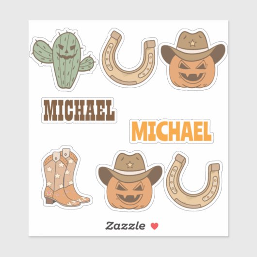 Sticker Personalized Western Halloween Fun Set  (Feuille)