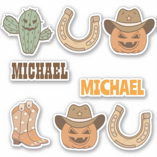 Sticker Personalized Western Halloween Fun Set  (Devant)