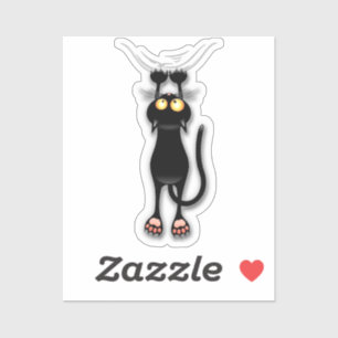 Sticker Personnage de chat drôle grattant le tissu