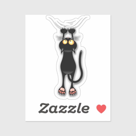 Sticker Personnage de chat drôle grattant le tissu (Feuille)