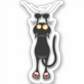 Sticker Personnage de chat drôle grattant le tissu (Recto)