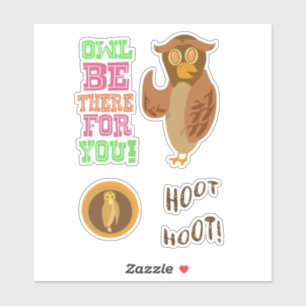 Sticker Personnage de chouette de dessin animé amusant et