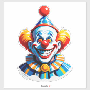 Sticker Personnage de clown coloré en costume brillant