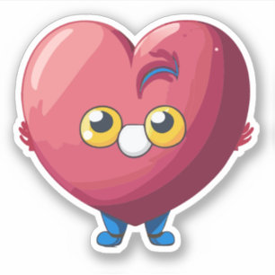 Sticker Personnage de dessin animé Cute Heart Kids