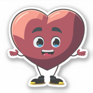 Sticker Personnage de dessin animé Cute Heart Kids
