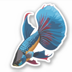 Sticker Personnage de dessin animé de poisson bêta mâle mi