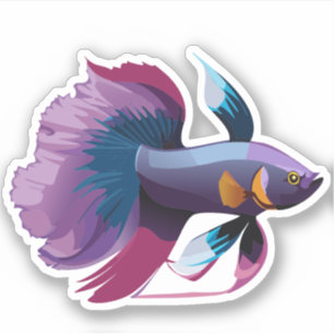 Sticker Personnage de dessin animé de poisson bêta mâle mi