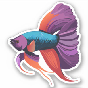 Sticker Personnage de dessin animé de poisson bêta mâle mi