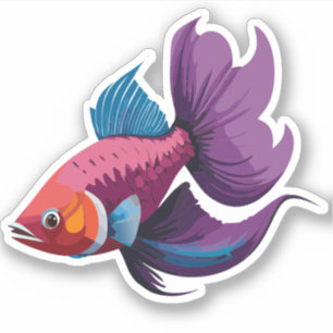 Sticker Personnage de dessin animé de poisson mâle bêta mi