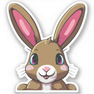 Sticker Personnage de dessin animé lapin mignon