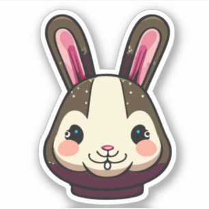 Sticker Personnage de dessin animé lapin mignon