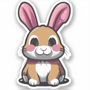 Sticker Personnage de dessin animé lapin mignon