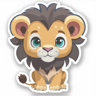 Sticker Personnage de dessin animé Lion mignon