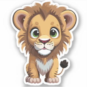 Sticker Personnage de lion de dessin animé mignon