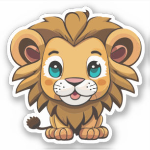 Sticker Personnage de lion de dessin animé mignon