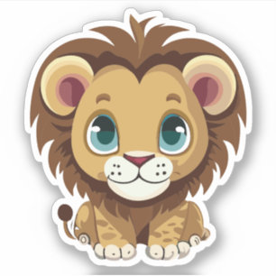 Sticker Personnage de lion de dessin animé mignon