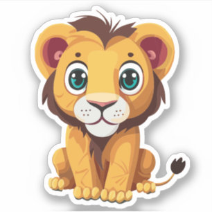 Sticker Personnage de lion mignon de dessin animé
