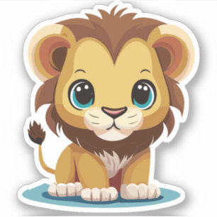 Sticker Personnage de lion mignon de dessin animé