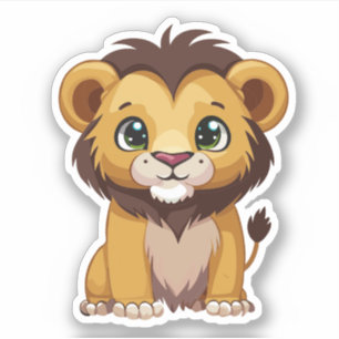 Sticker Personnage de lion mignon de dessin animé