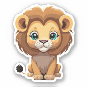 Sticker Personnage de lion mignon de dessin animé