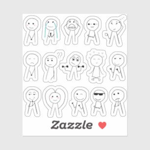 Sticker Personnages bâtonnets dessinés à la main Réactions