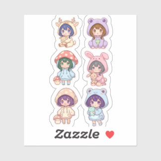 Sticker Personnages Chibi Kawaii Collection de sweat à cap