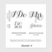 Sticker Personnalisation moderne Mme I Do Bride Mariage Ch (Feuille)