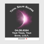 Sticker Personnalisé 2024 Total Solaire Eclipse Souvenir (Feuille)