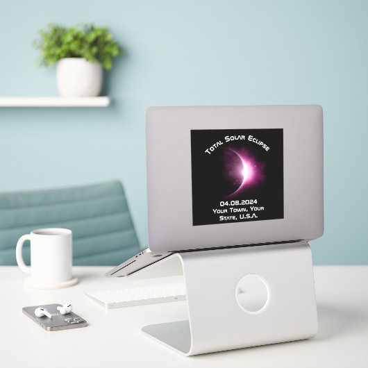 Sticker Personnalisé 2024 Total Solaire Eclipse Souvenir (Ordinateur portable sur le bureau)