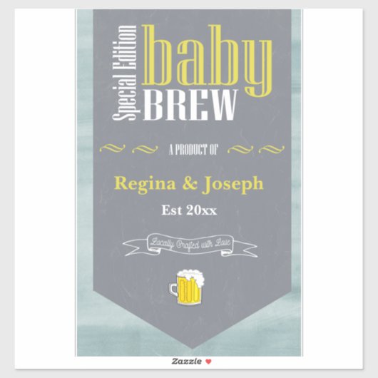 Sticker Personnalisé Bébé Brasser Funny Beer Thème (Feuille)