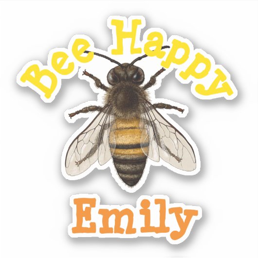 Sticker Personnalisé Bee Happy (Devant)