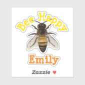 Sticker Personnalisé Bee Happy (Feuille)