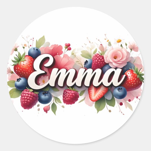 Sticker personnalisé "Emma" Berry Floral Design (Devant)
