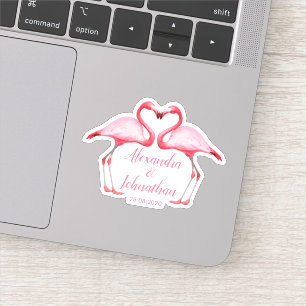 Sticker Personnalisé Enregistrer la date Flamants roses ro